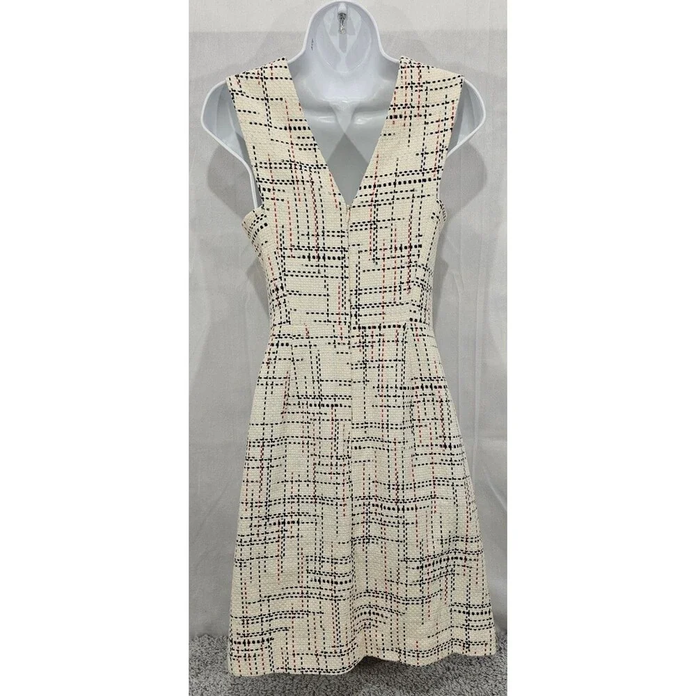New Banana Republic Women's Mini Dress Ivory Tweed Halter Twee Mod Preppy Size 0 - Picture 2 of 16